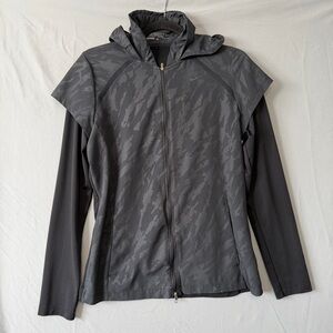 Nike Golf Womens Tour Performance Hooded Camo Jacket M Black Grey Logo Sporty